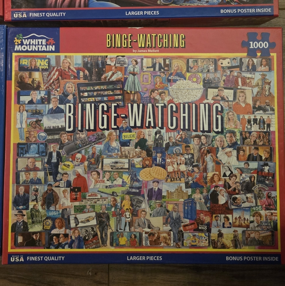 White Mountain Binge-Watching Puzzle - Red and Blue Jigsaw
